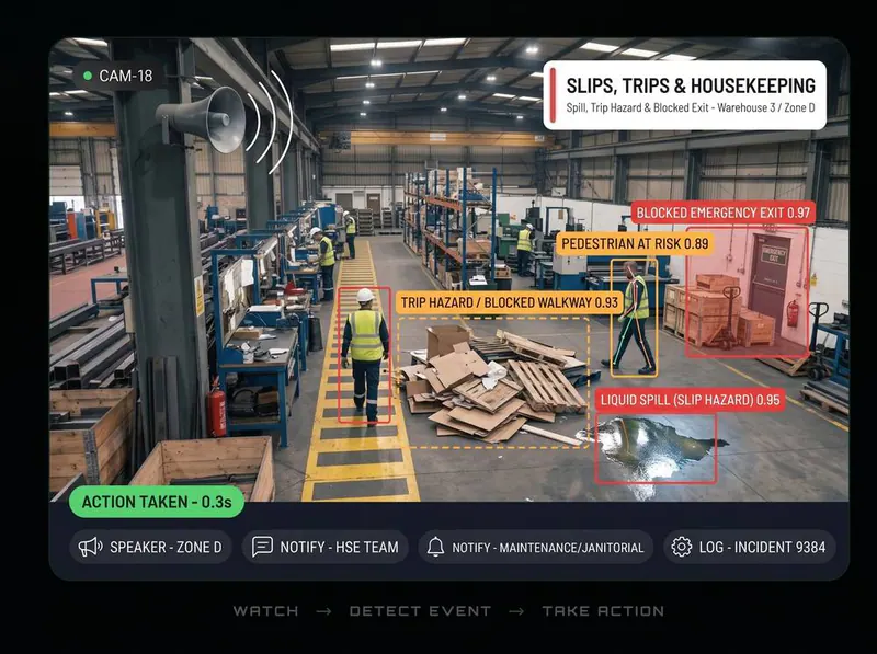 Trip hazards and blocked walkway