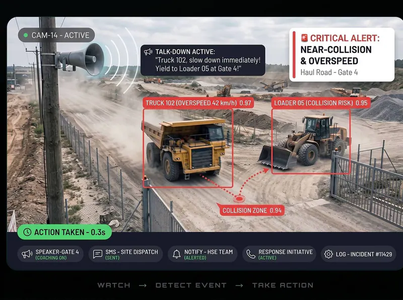 Vehicle near collision detected by Vision AI