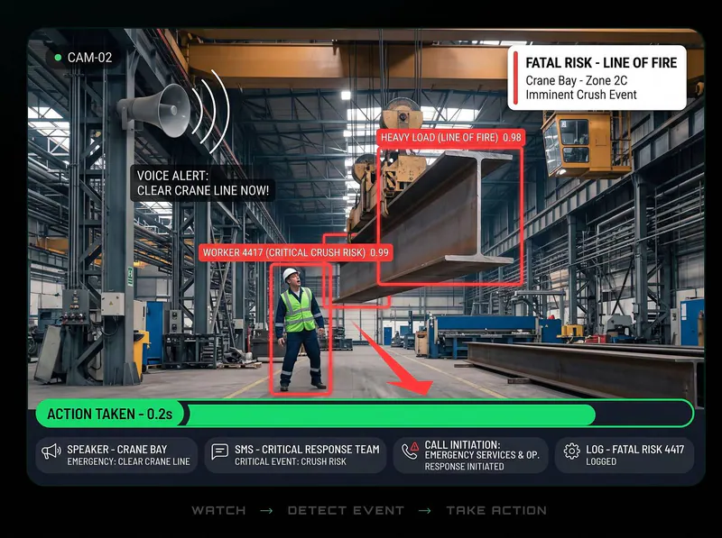 Worker under suspended load detected by Vision AI
