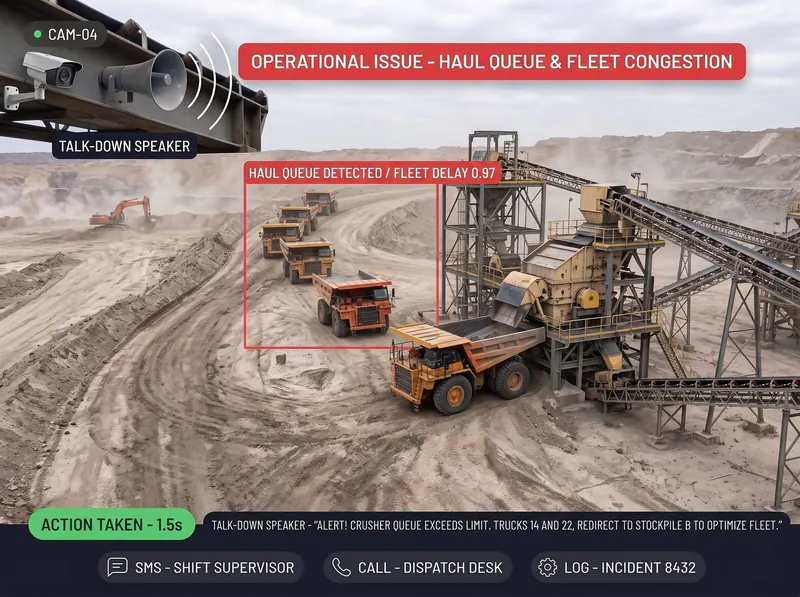 Haul truck queue at a crusher