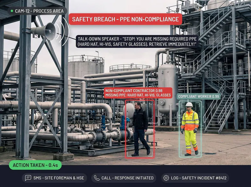 Worker missing PPE at a facility