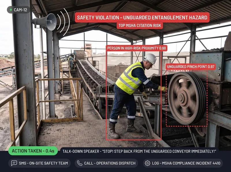 Worker reaching into unguarded machine