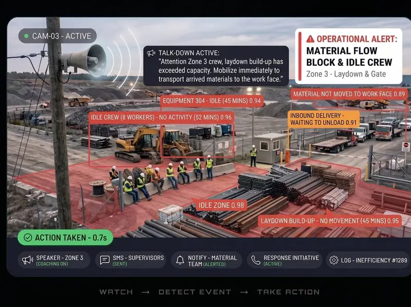 Material flow block detected by Vision AI
