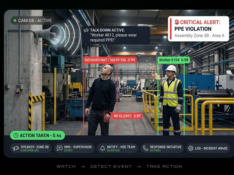 Missing PPE detected by Vision AI