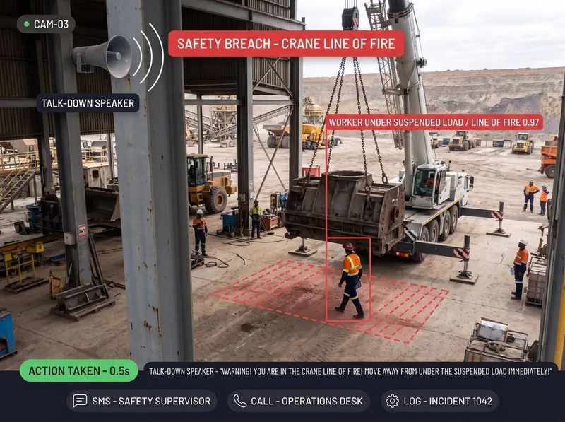 Crane line of fire detected by Vision AI