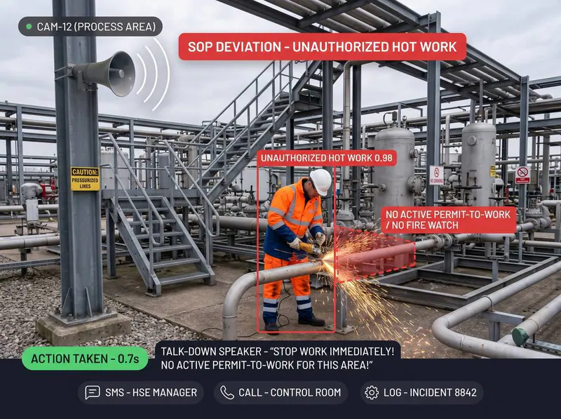 Unauthorized hot work detected by Vision AI