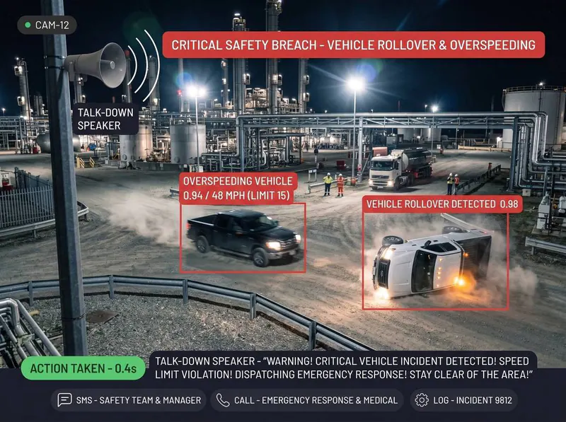 Overspeed & rollover detected by Vision AI