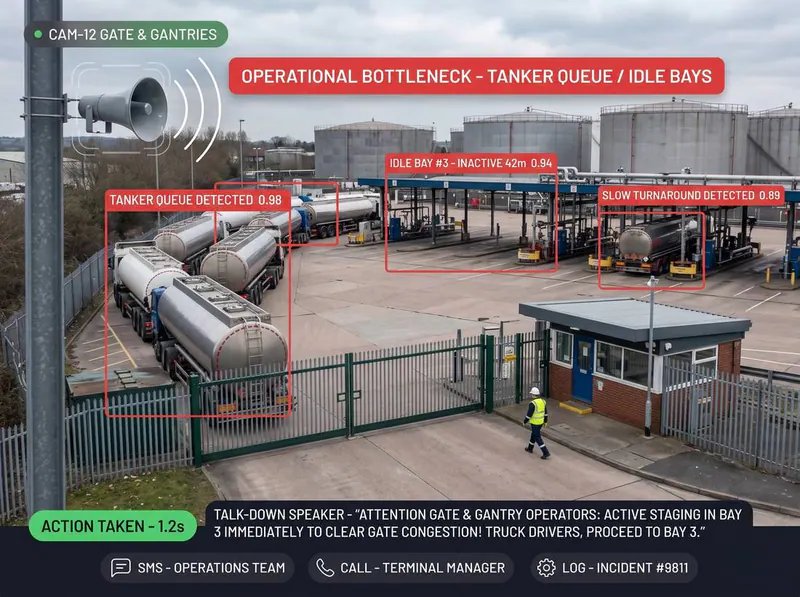 Tanker queues detected by Vision AI