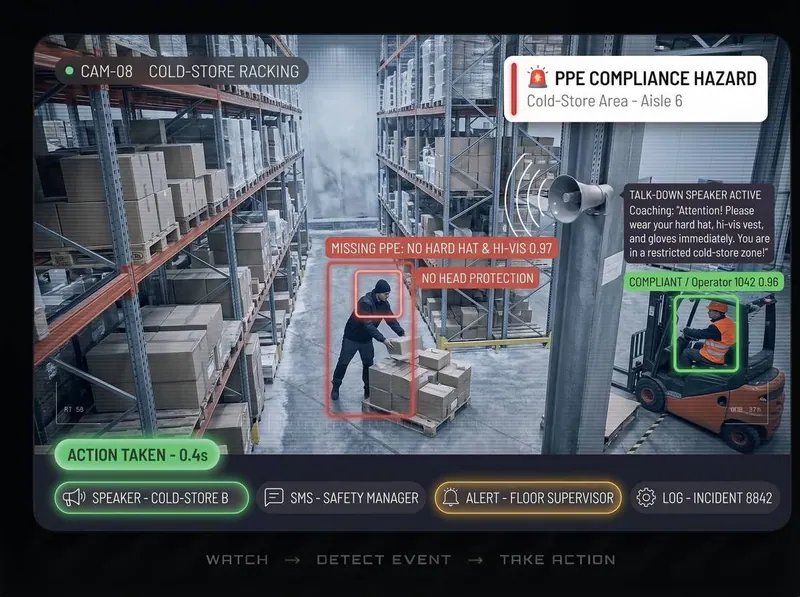 Cold-store PPE detected by Vision AI