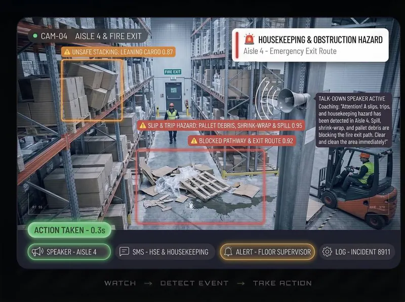 Blocked fire exit detected by Vision AI